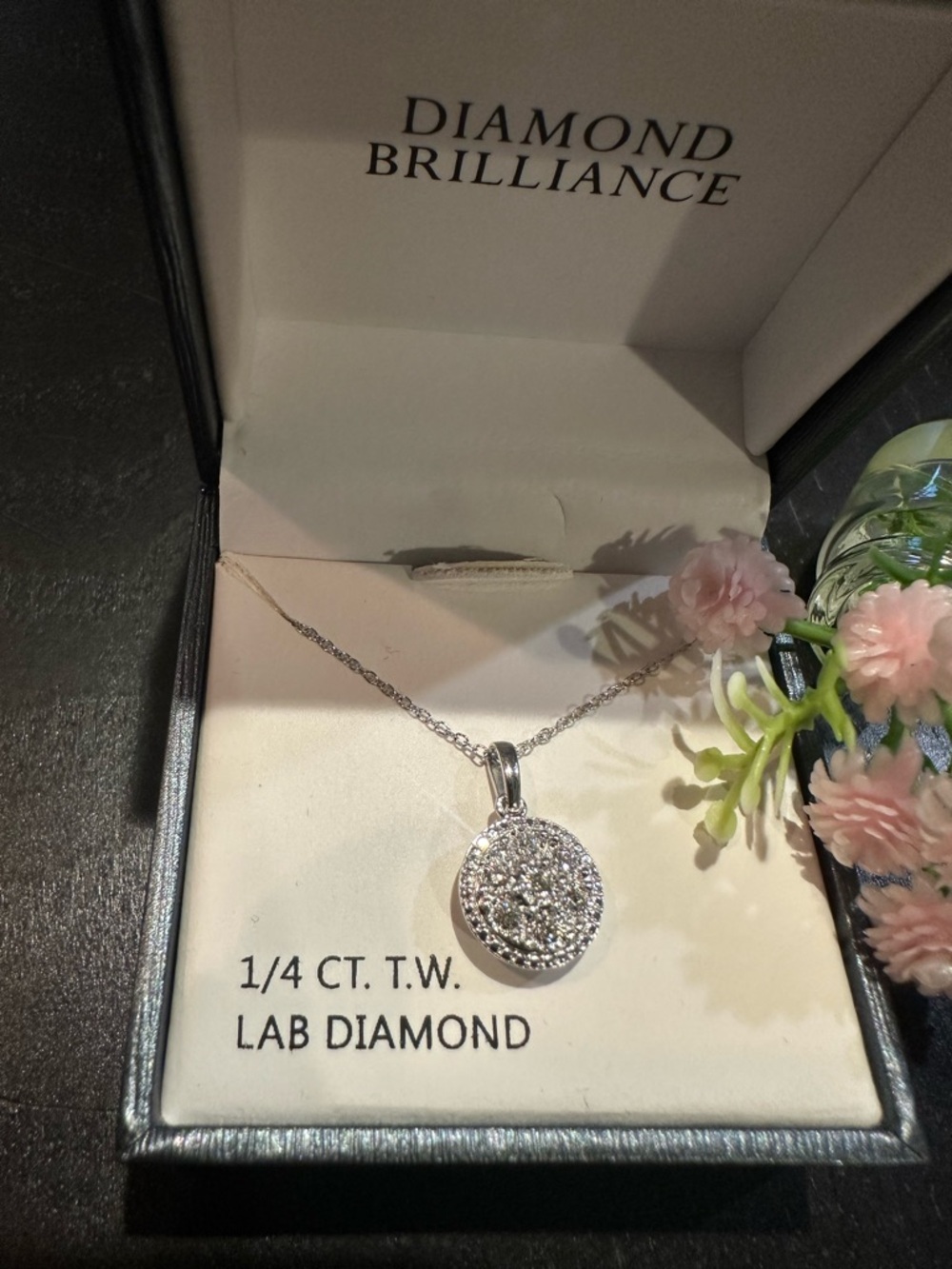 Kohl's Silver-Tone Pavé Round Pendant Necklace with Clear Stones